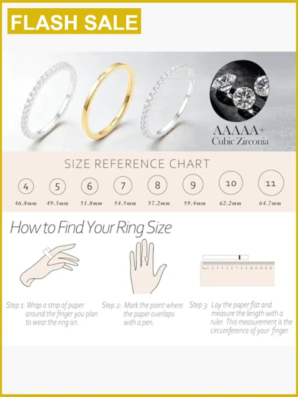 Stackable Ring Set Mixed Metal Eternity Band 14K Gold Silver Tone CZ Stacking